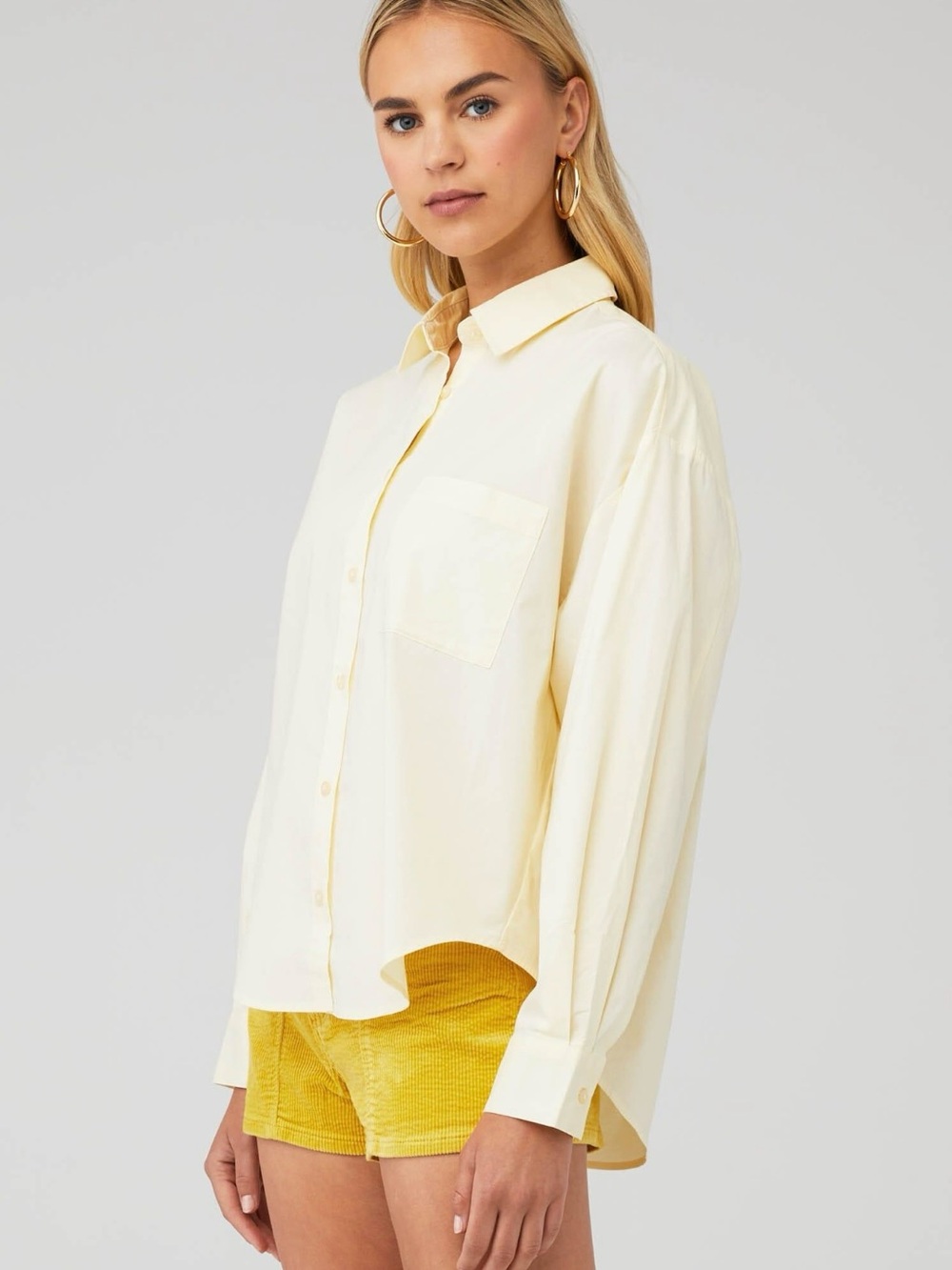 Pistola Sloane oversized button down shirt yellow XS